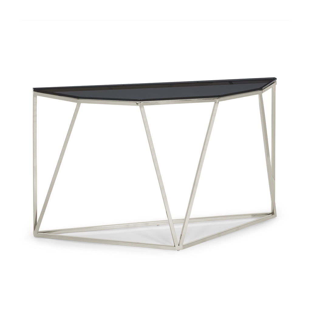 Console Aria en verre fumé et acier inoxydable poli