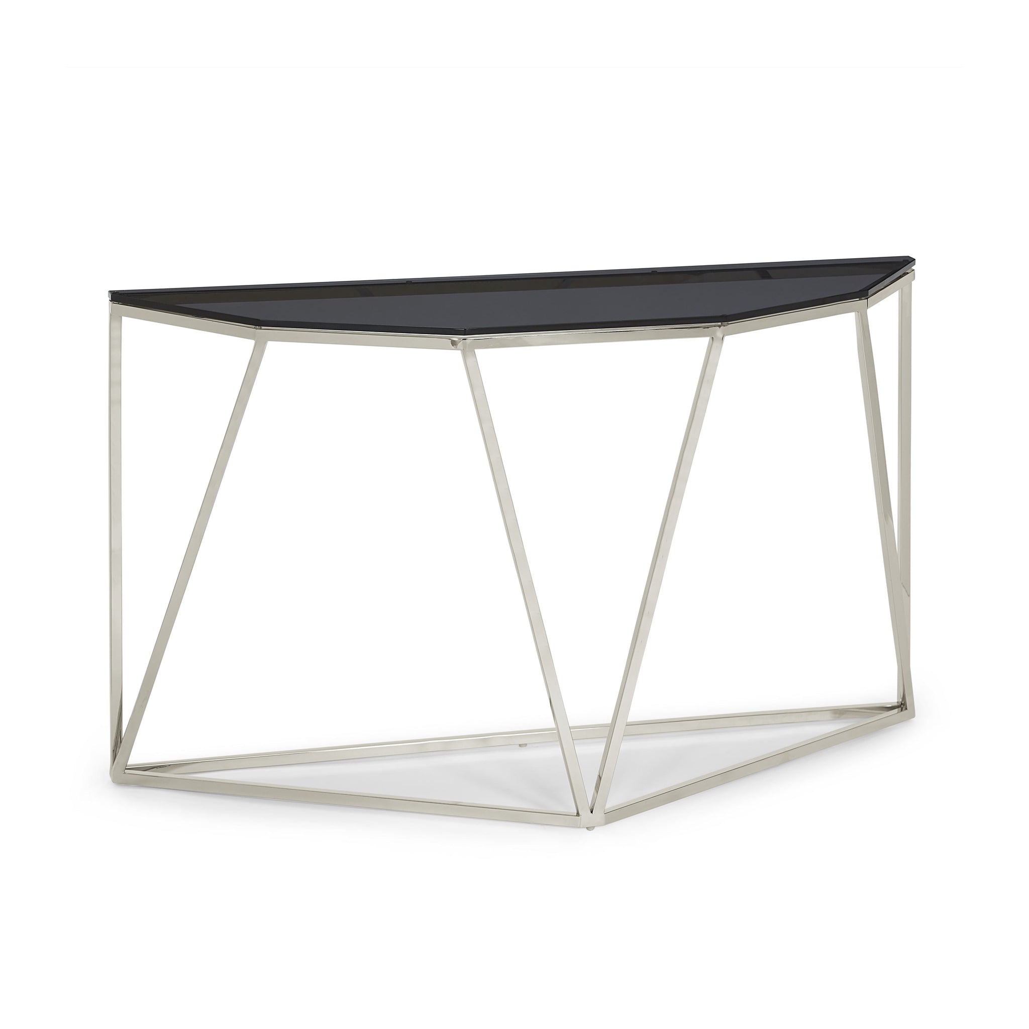 Console Aria en verre fumé et acier inoxydable poli