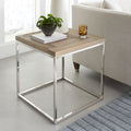Table d'appoint Ace en sapin récupéré et acier inoxydable poli