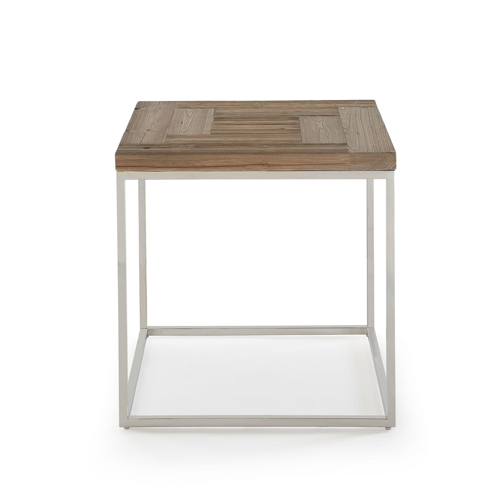 Table d'appoint Ace en sapin récupéré et acier inoxydable poli
