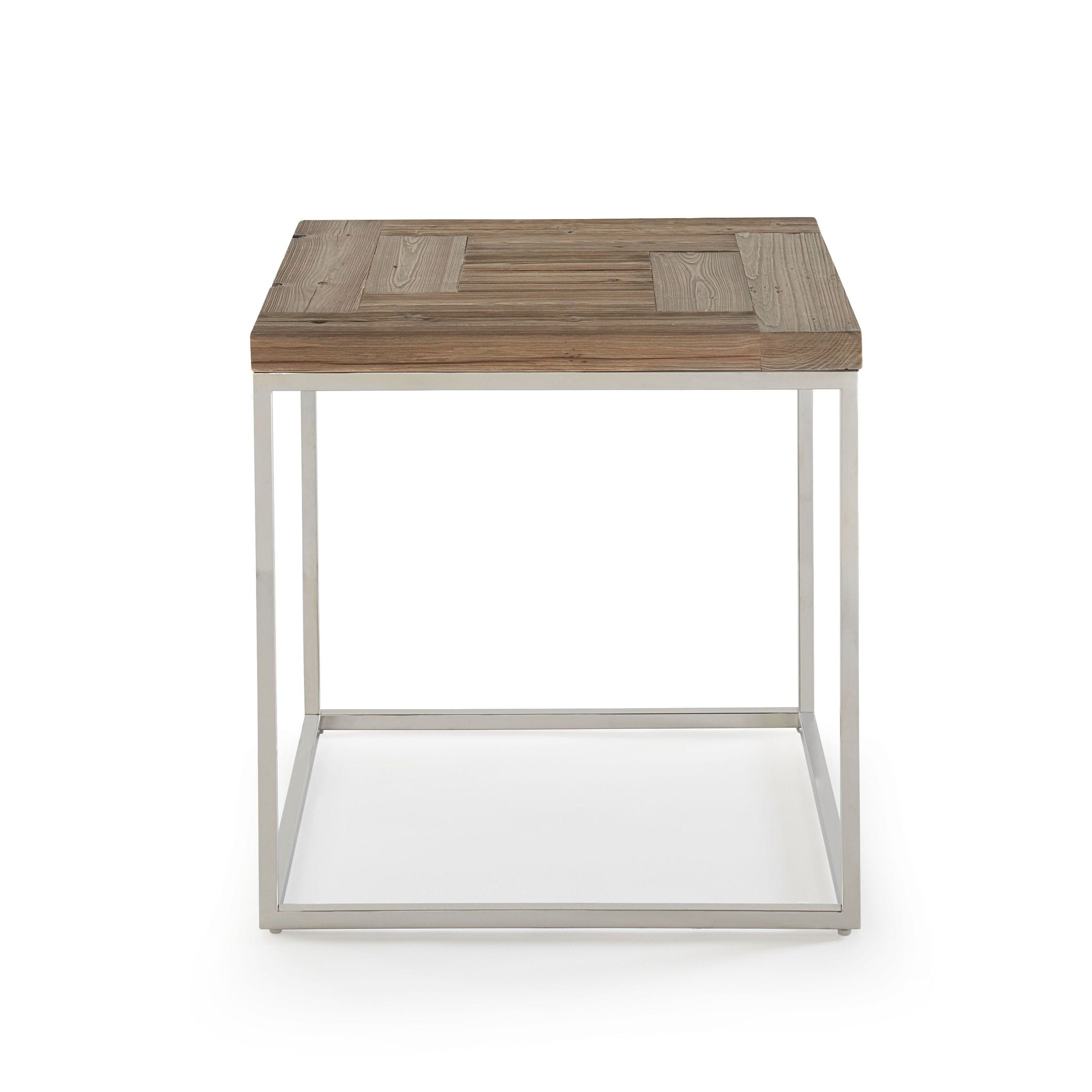 Table d'appoint Ace en sapin récupéré et acier inoxydable poli