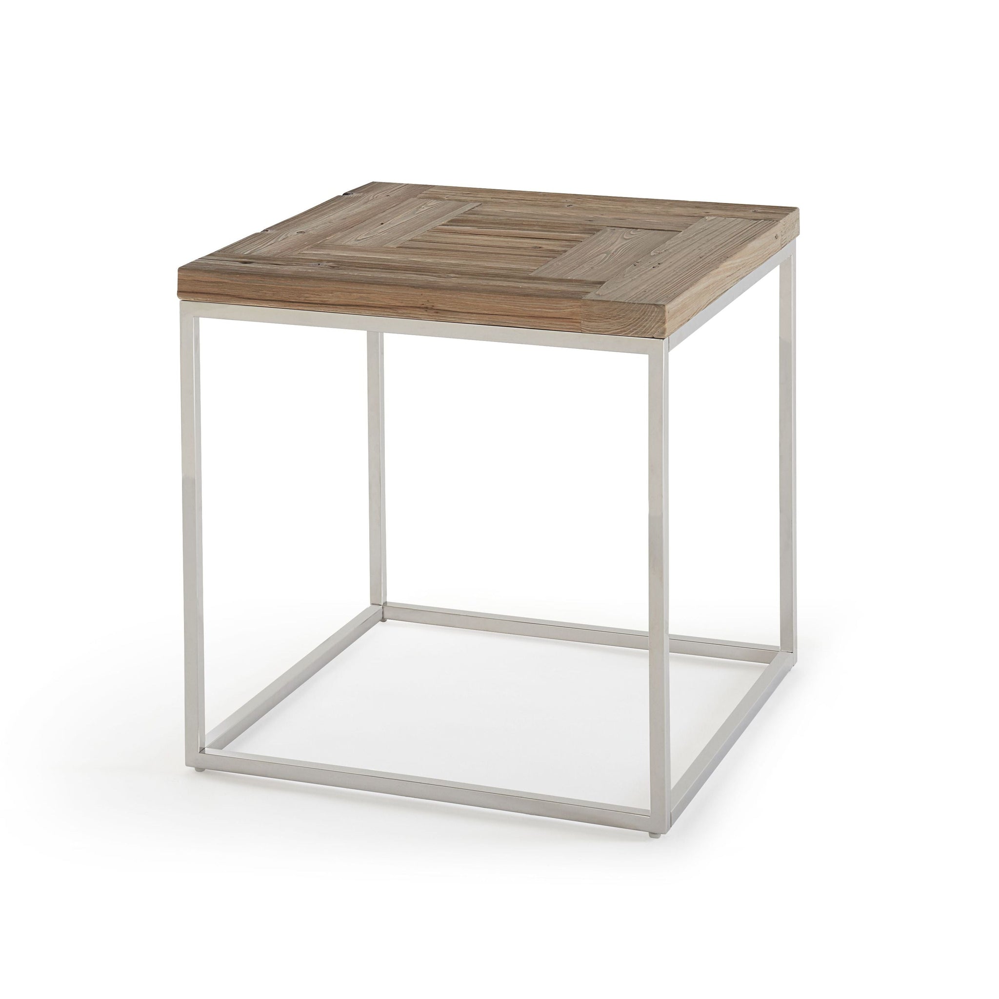 Table d'appoint Ace en sapin récupéré et acier inoxydable poli