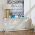 Table-console Jasper en acrylique, verre blanc et acier inoxydable poli