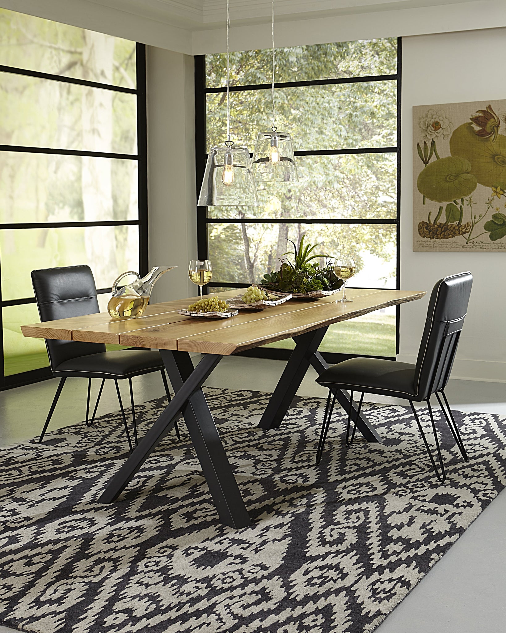 Chaise de salle à manger moderne à pieds demi-épingle, coloris cobalt, lot de 2