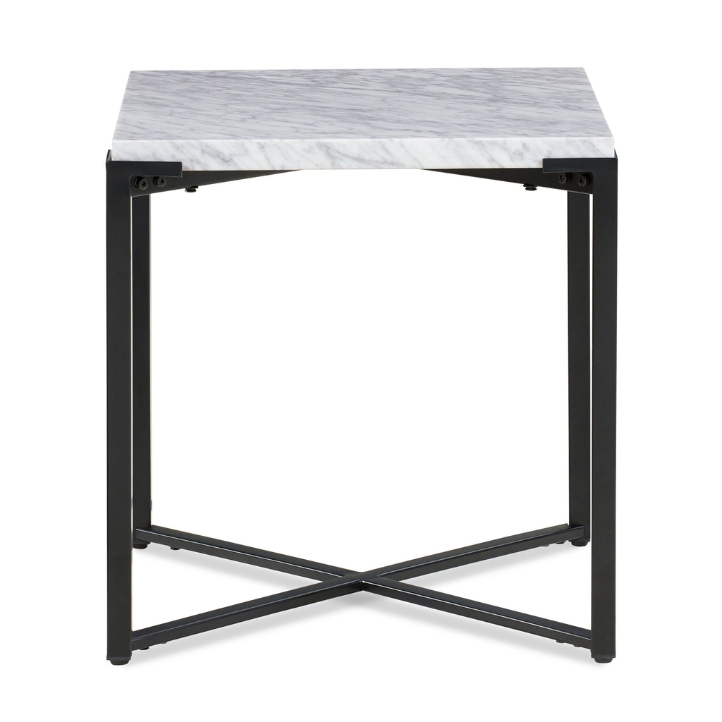 Table d'appoint Saxon en marbre de Carrare et finition noir mat