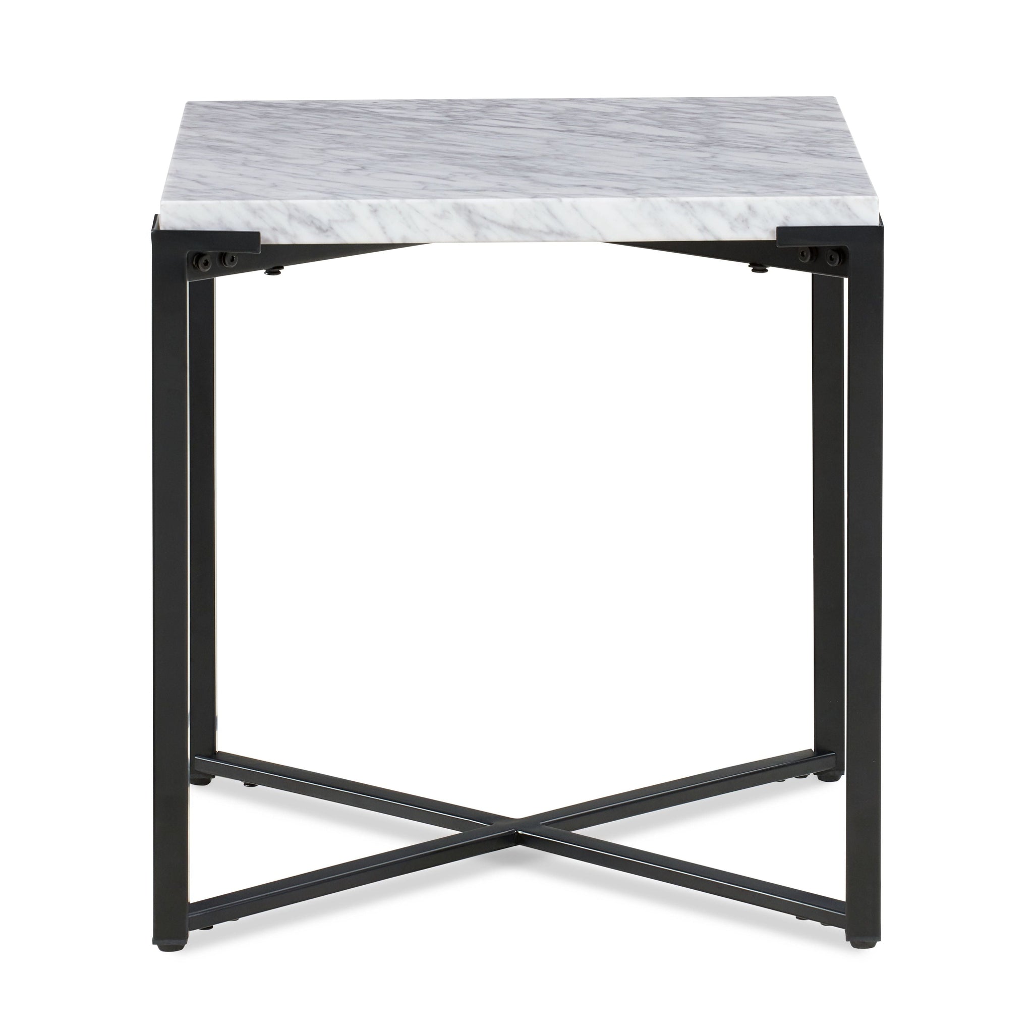 Table d'appoint Saxon en marbre de Carrare et finition noir mat