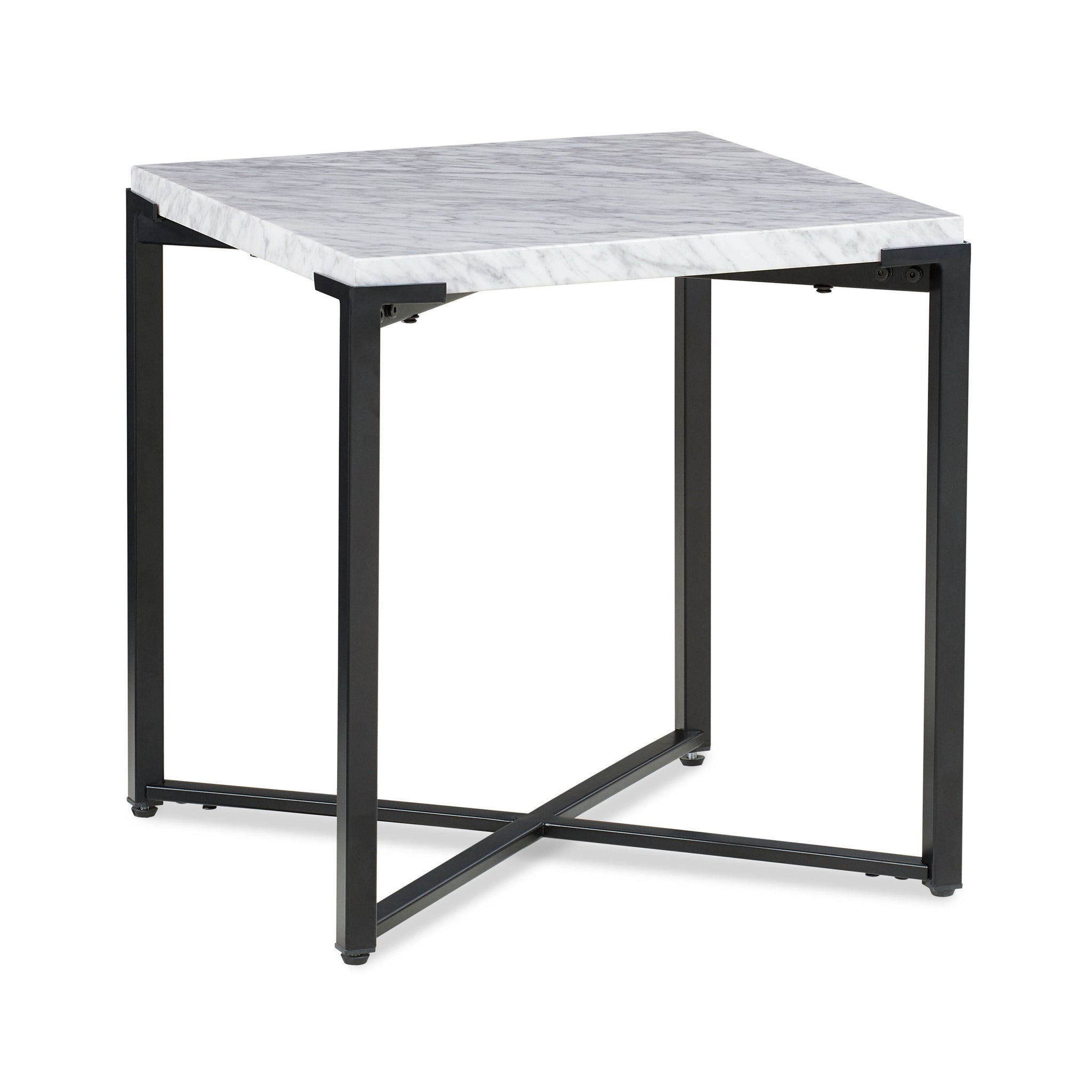 Table d'appoint Saxon en marbre de Carrare et finition noir mat