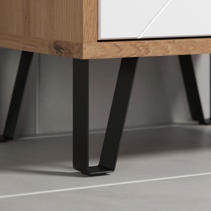 Meuble de salle de bains Touch, blanc mat, décor chêne.