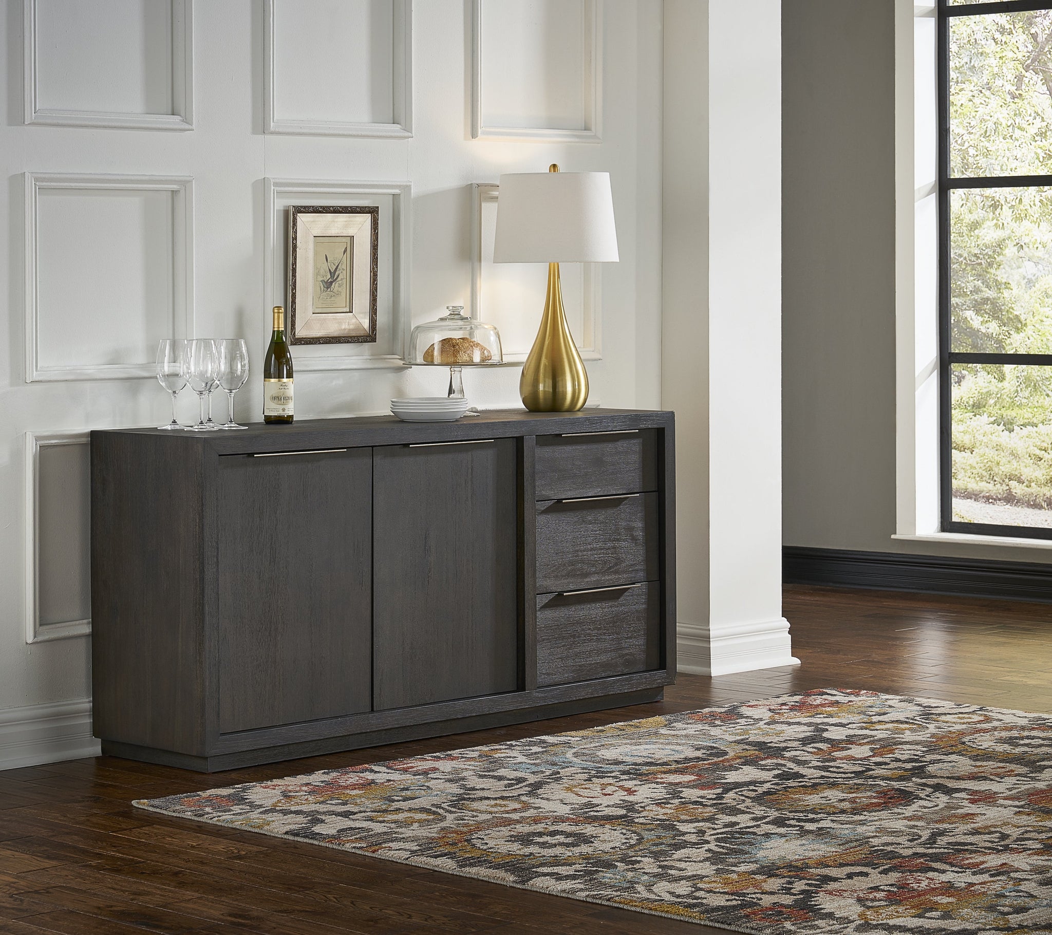 Buffet Oxford en gris basalte