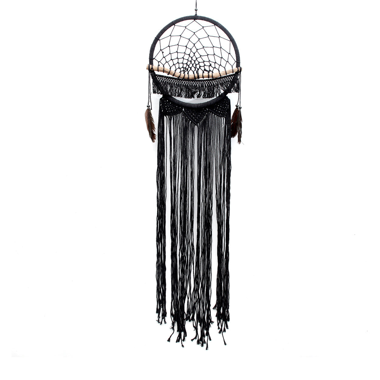 Le rêveur en macramé et bois - noir