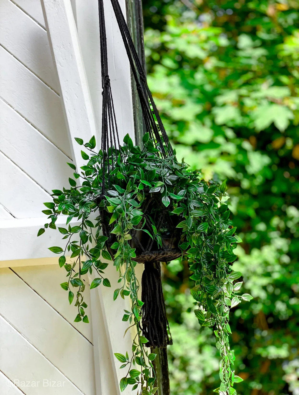 Le porte-plante macramé - noir - S