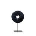 Disque en marbre sur socle - Noir - S