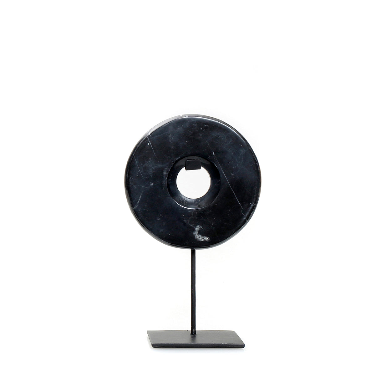 Disque en marbre sur socle - Noir - S