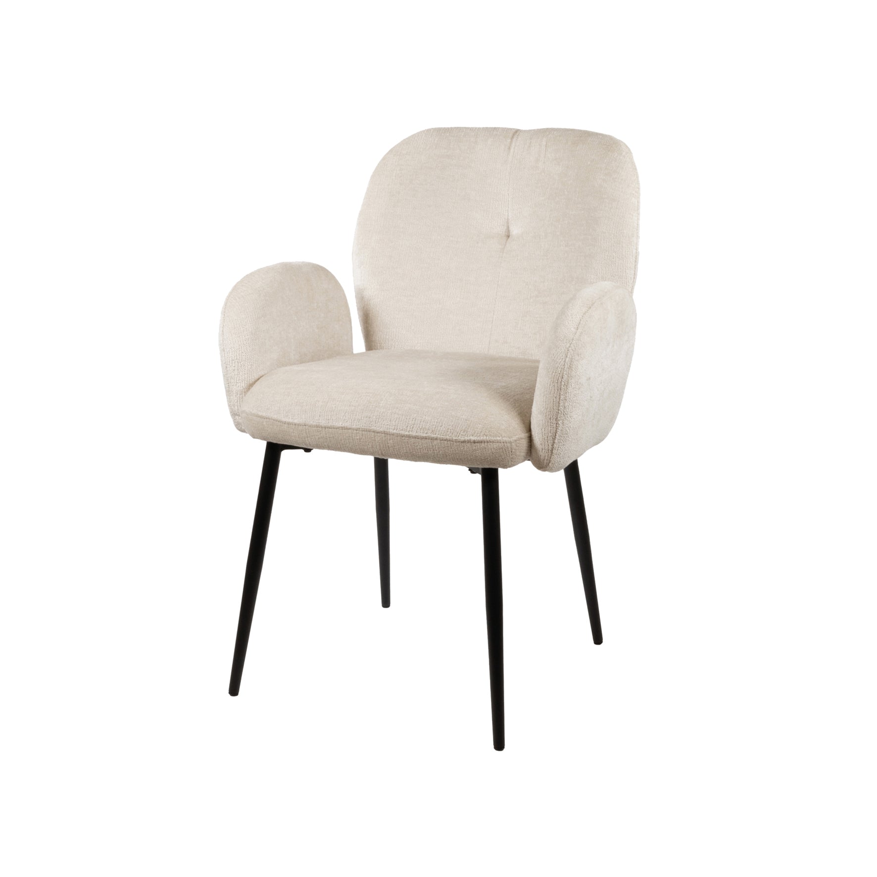 Chaise de salle à manger Bobby - avec accoudoirs - Perfect Harmony - Ivoire 02 (lot de 2)
