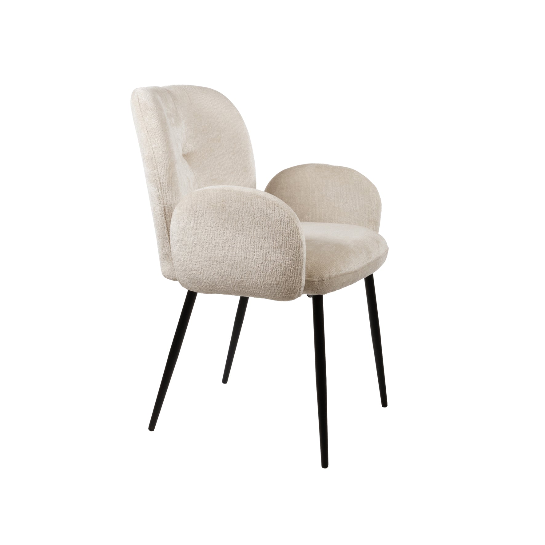 Chaise de salle à manger Bobby - avec accoudoirs - Perfect Harmony - Ivoire 02 (lot de 2)