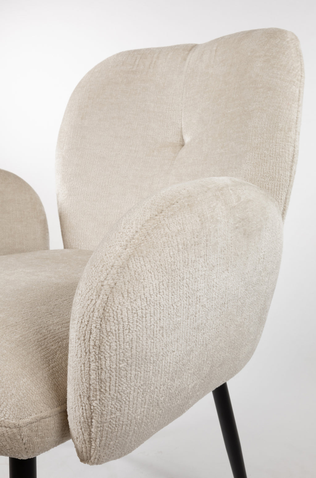 Chaise de salle à manger Bobby - avec accoudoirs - Perfect Harmony - Ivoire 02 (lot de 2)