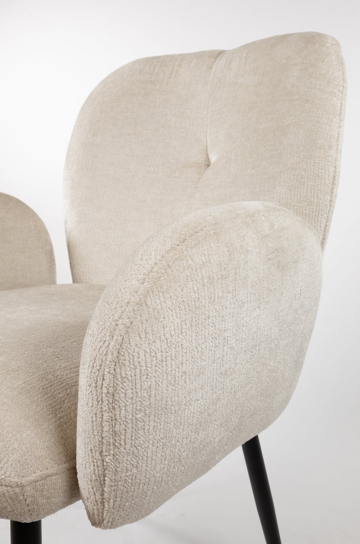 Chaise de salle à manger Bobby - avec accoudoirs - Perfect Harmony - Ivoire 02 (lot de 2)