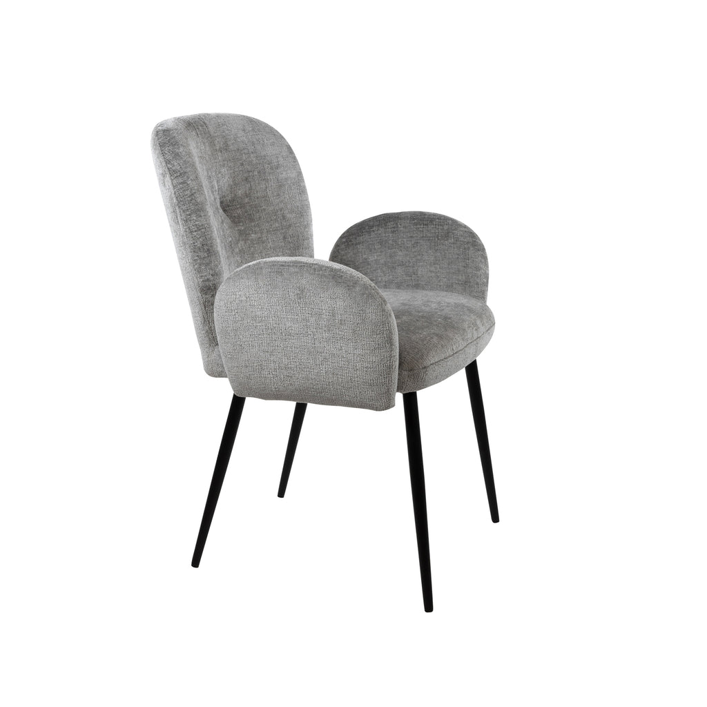Chaise de salle à manger Bobby - avec accoudoirs - Perfect Harmony - Gris clair 85 (lot de 2)