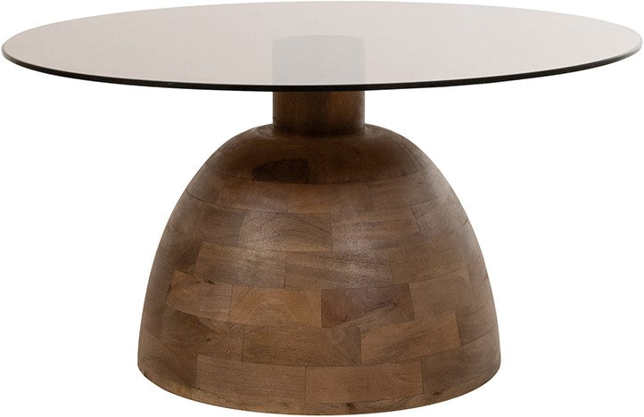 Table basse Smoke, mangue mat noyer, verre fumé