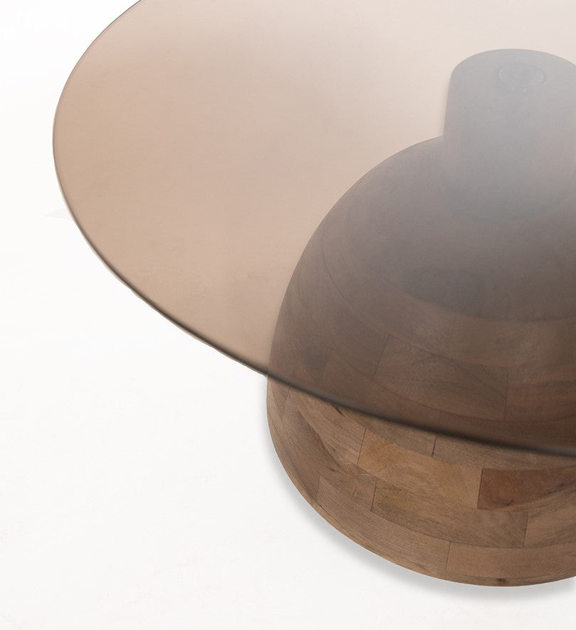 Table basse Smoke, mangue mat noyer, verre fumé