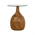 Table basse Stella Ø40, H50, finition lisse naturelle, verre transparent
