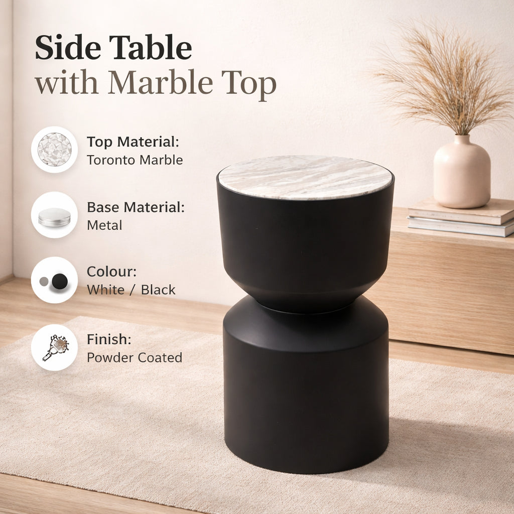 Table tambour avec plateau en marbre de Toronto