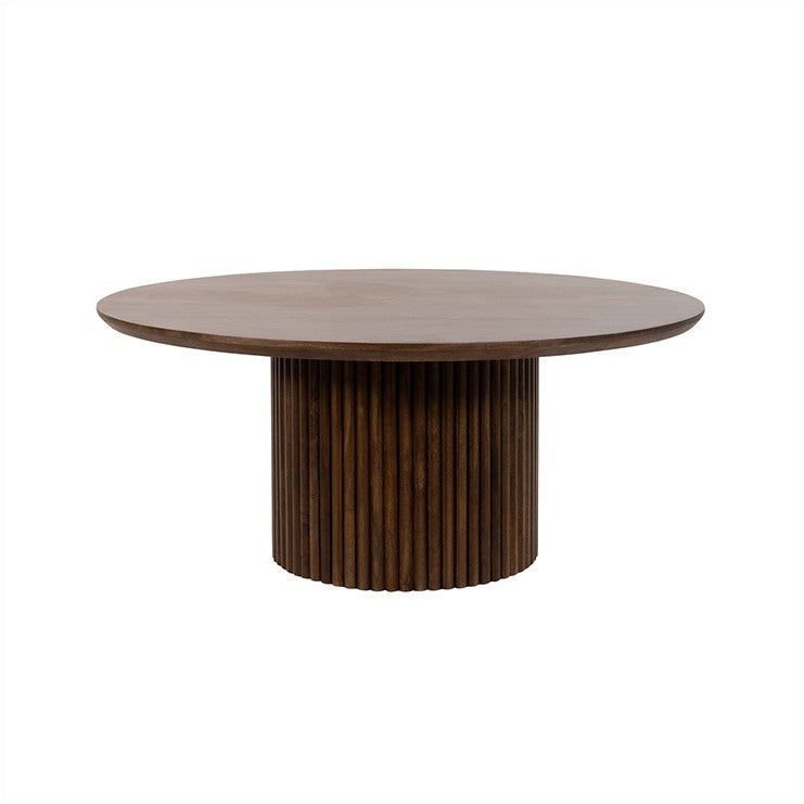 Table basse Ø90, mangue et noyer brun