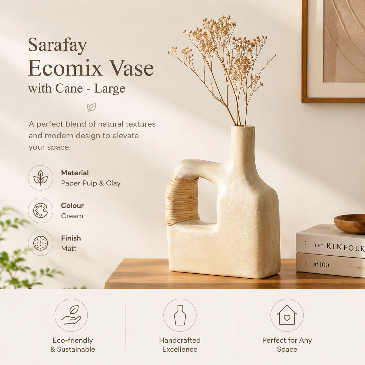 Grand vase Sarafay en Ecomix et rotin