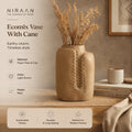 Niraan Vase Ecomix en rotin fait à la main | Décoration d'intérieur moderne bohème et durable | Élément décoratif floral écologique