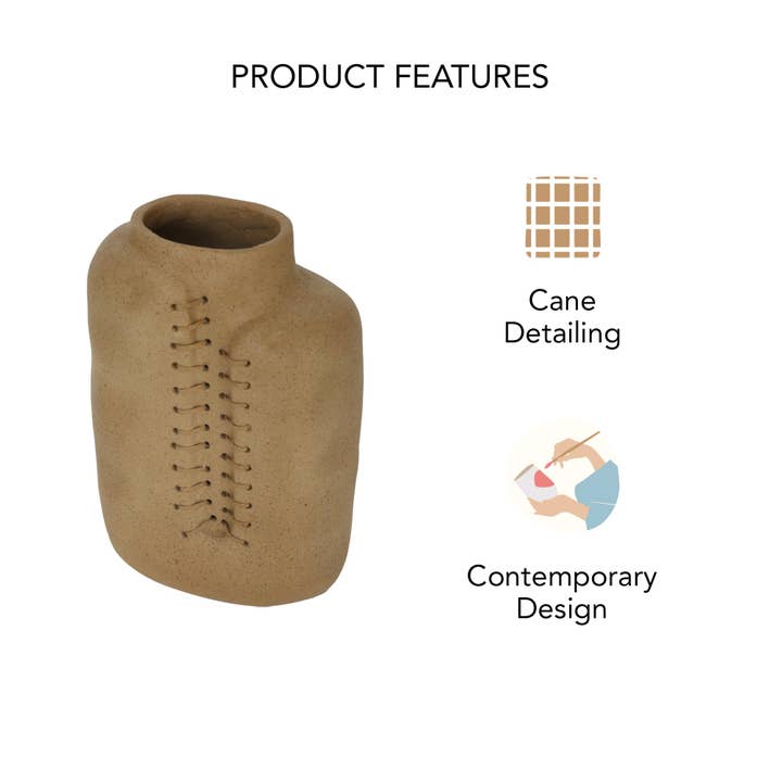 Niraan Vase Ecomix en rotin fait à la main | Décoration d'intérieur moderne bohème et durable | Élément décoratif floral écologique