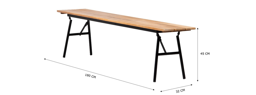 Vernon - banc pliant en acacia aspect clair