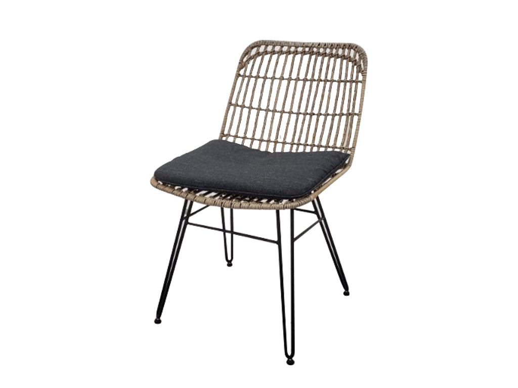 Chaise de salle à manger Flamingo sans accoudoirs - finition acier effet bambou (lot de 2)