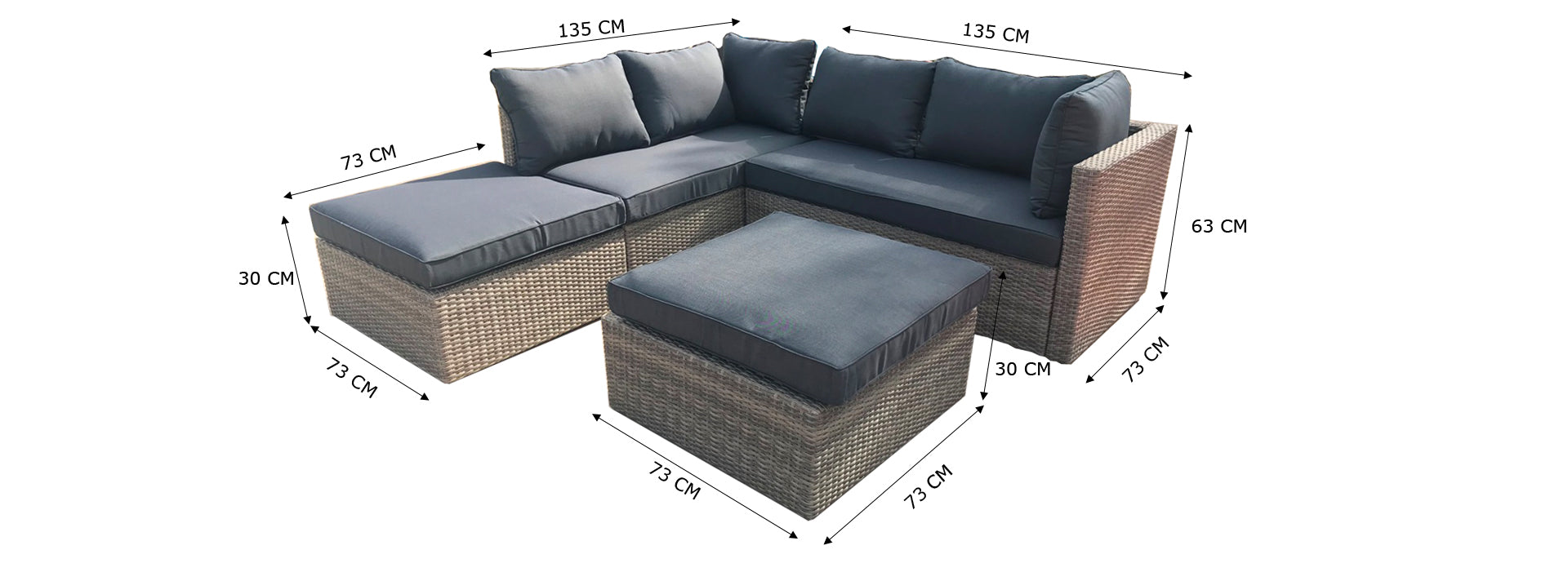 Ensemble lounge d'angle Almadia Modulo - 4 pièces - Gris Kobo naturel