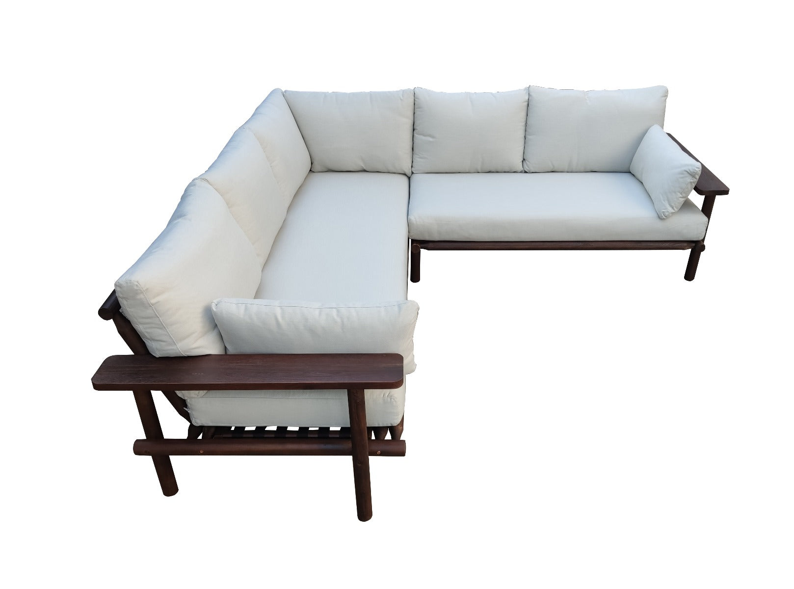 Ensemble d'angle Laruna - 2 pièces - Bois d'acacia aspect teck foncé vintage