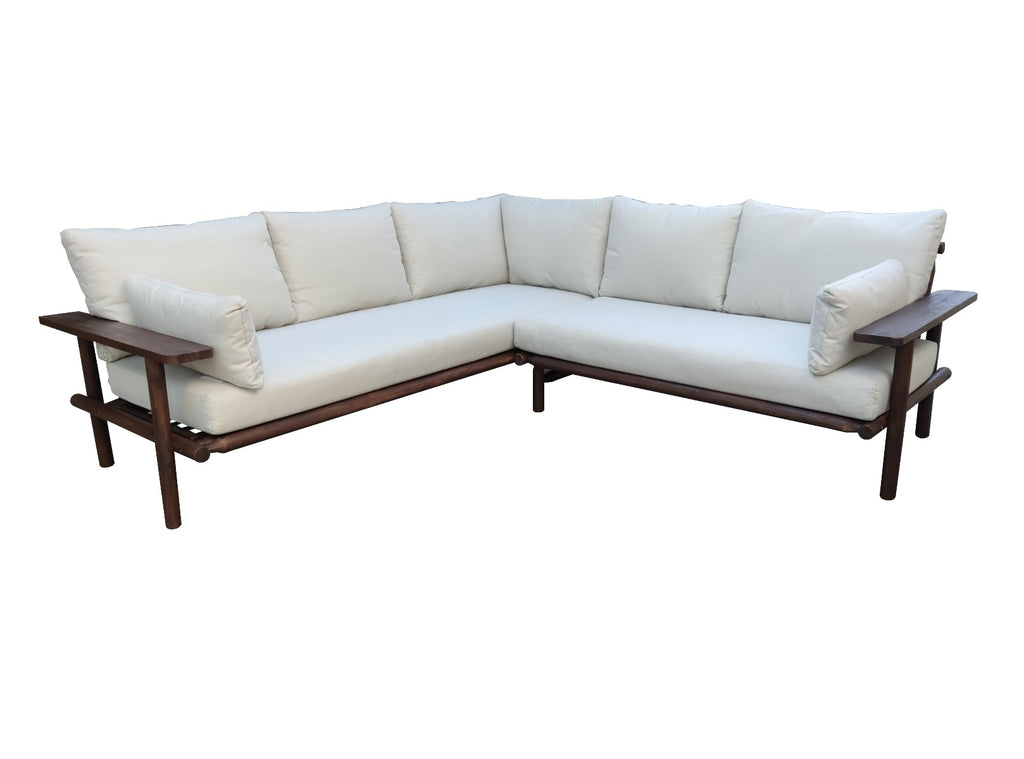 Ensemble d'angle Laruna - 2 pièces - Bois d'acacia aspect teck foncé vintage