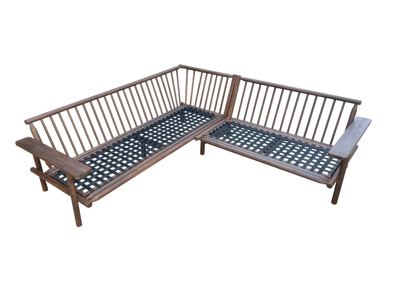 Ensemble d'angle Laruna - 2 pièces - Bois d'acacia aspect teck foncé vintage