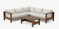 Zambra - Ensemble d'angle lounge - 3 pièces - Tressé plat pour extérieur - Blanc cassé