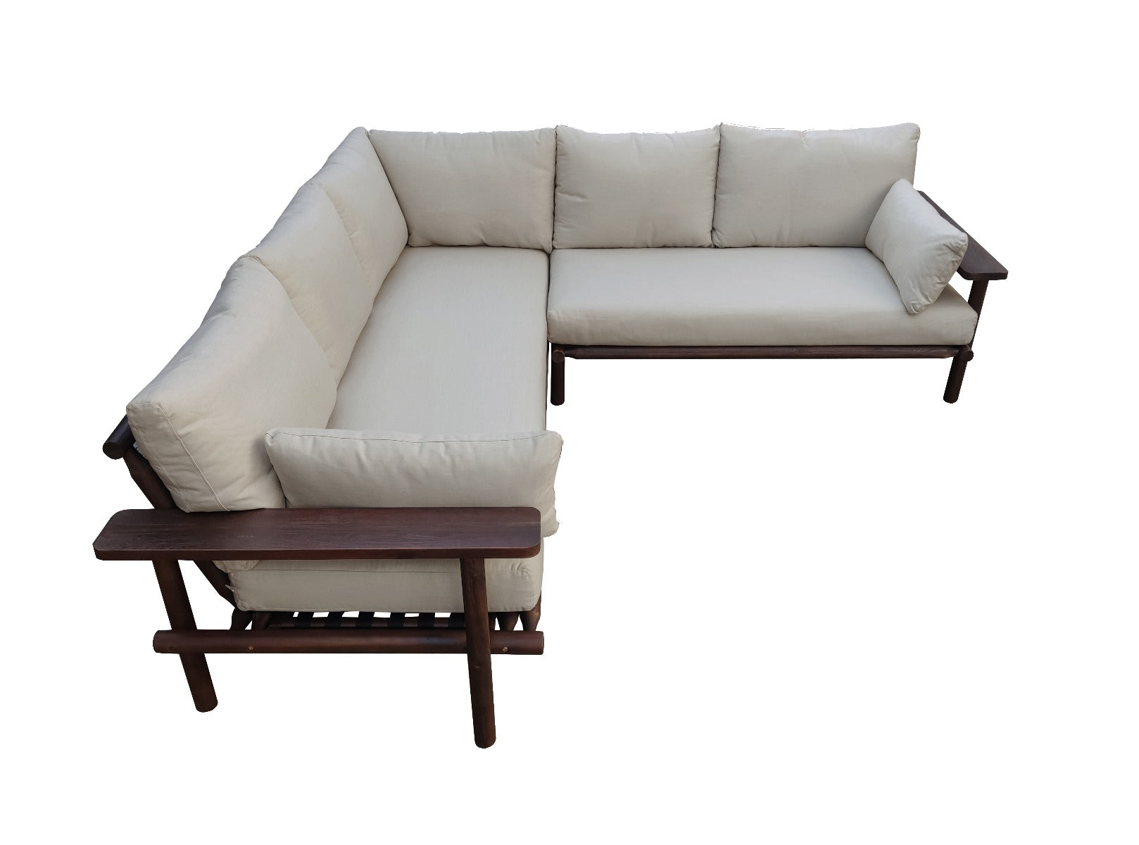 Zambra - Ensemble d'angle lounge - 3 pièces - Tressé plat pour extérieur - Blanc cassé