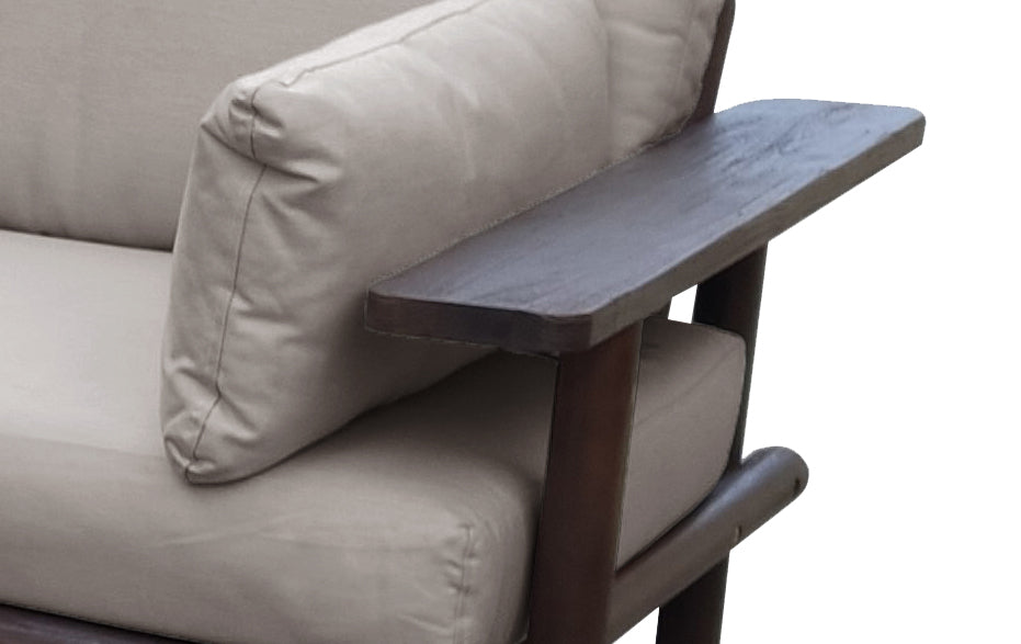 Zambra - Ensemble d'angle lounge - 3 pièces - Tressé plat pour extérieur - Blanc cassé