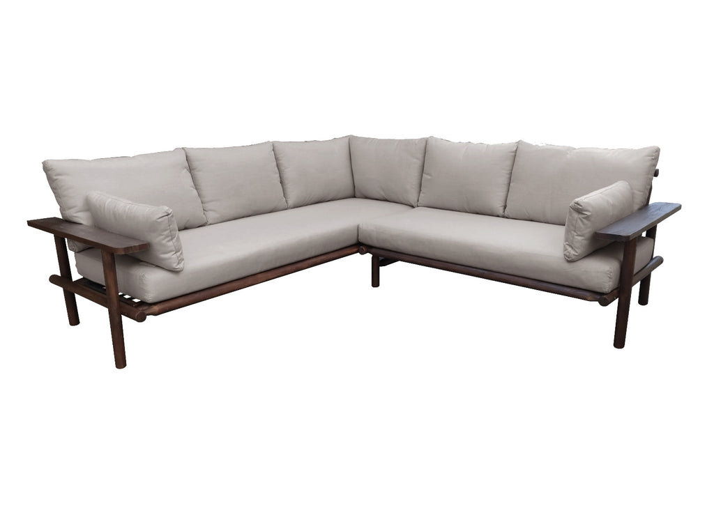 Zambra - Ensemble d'angle lounge - 3 pièces - Tressé plat pour extérieur - Blanc cassé
