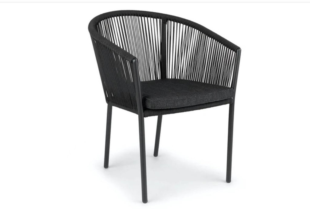 Reims Chaise de salle à manger empilable 12053 - Alu noir (lot de 2)