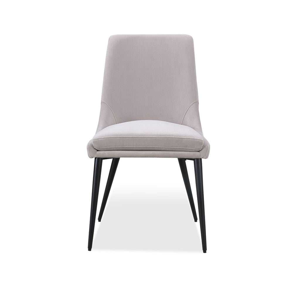 Chaise de salle à manger Winston rembourrée, pieds en métal, gris cendré et noir