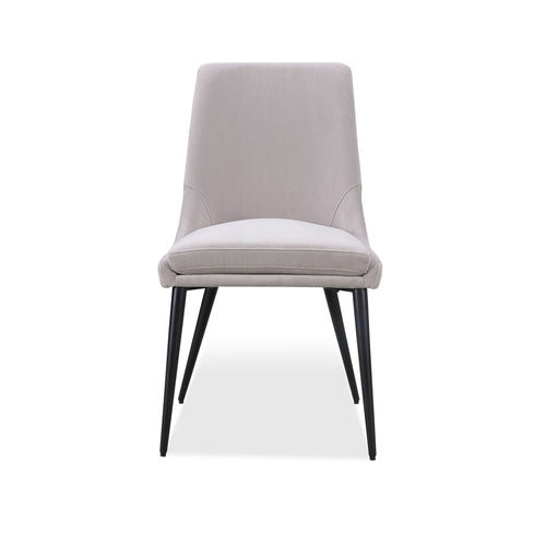 Chaise de salle à manger Winston rembourrée, pieds en métal, gris cendré et noir
