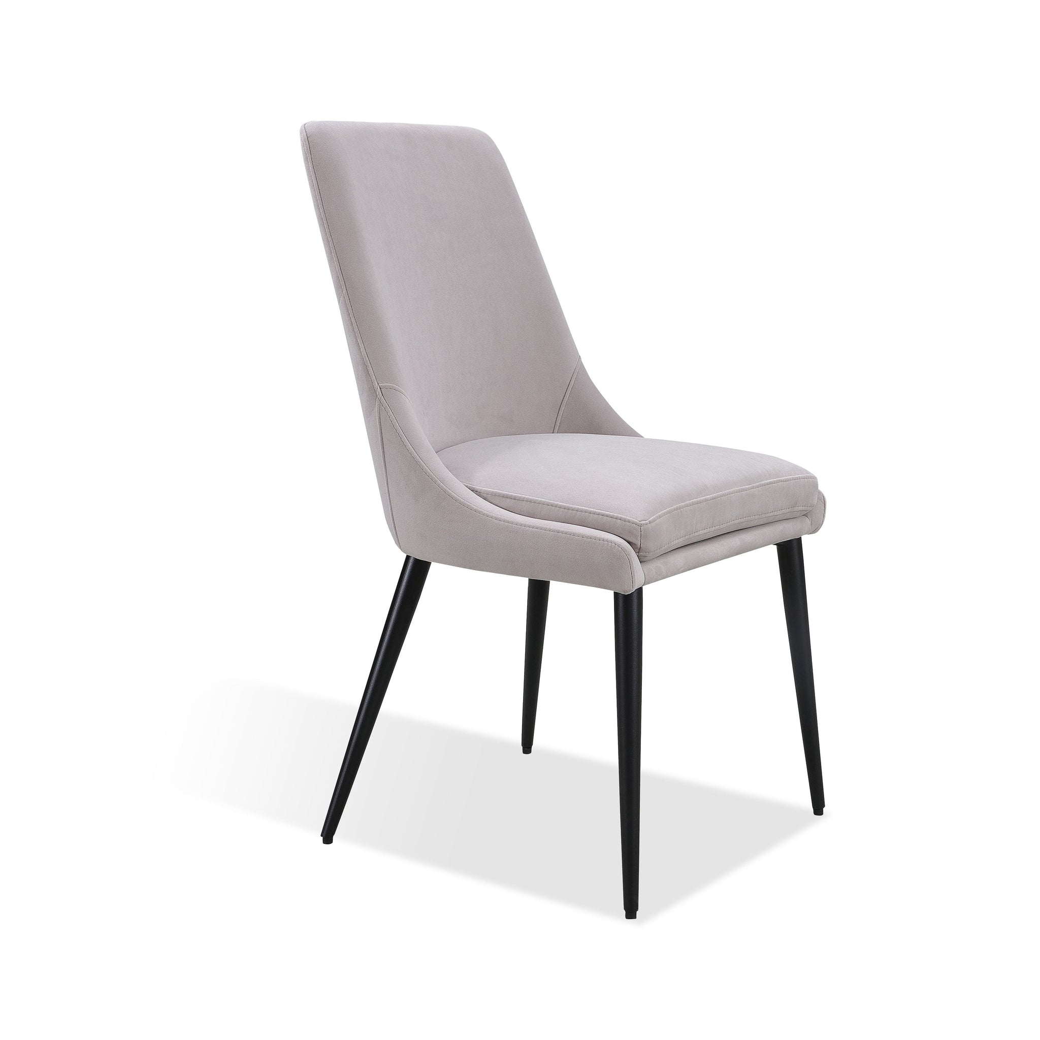 Chaise de salle à manger Winston rembourrée, pieds en métal, gris cendré et noir