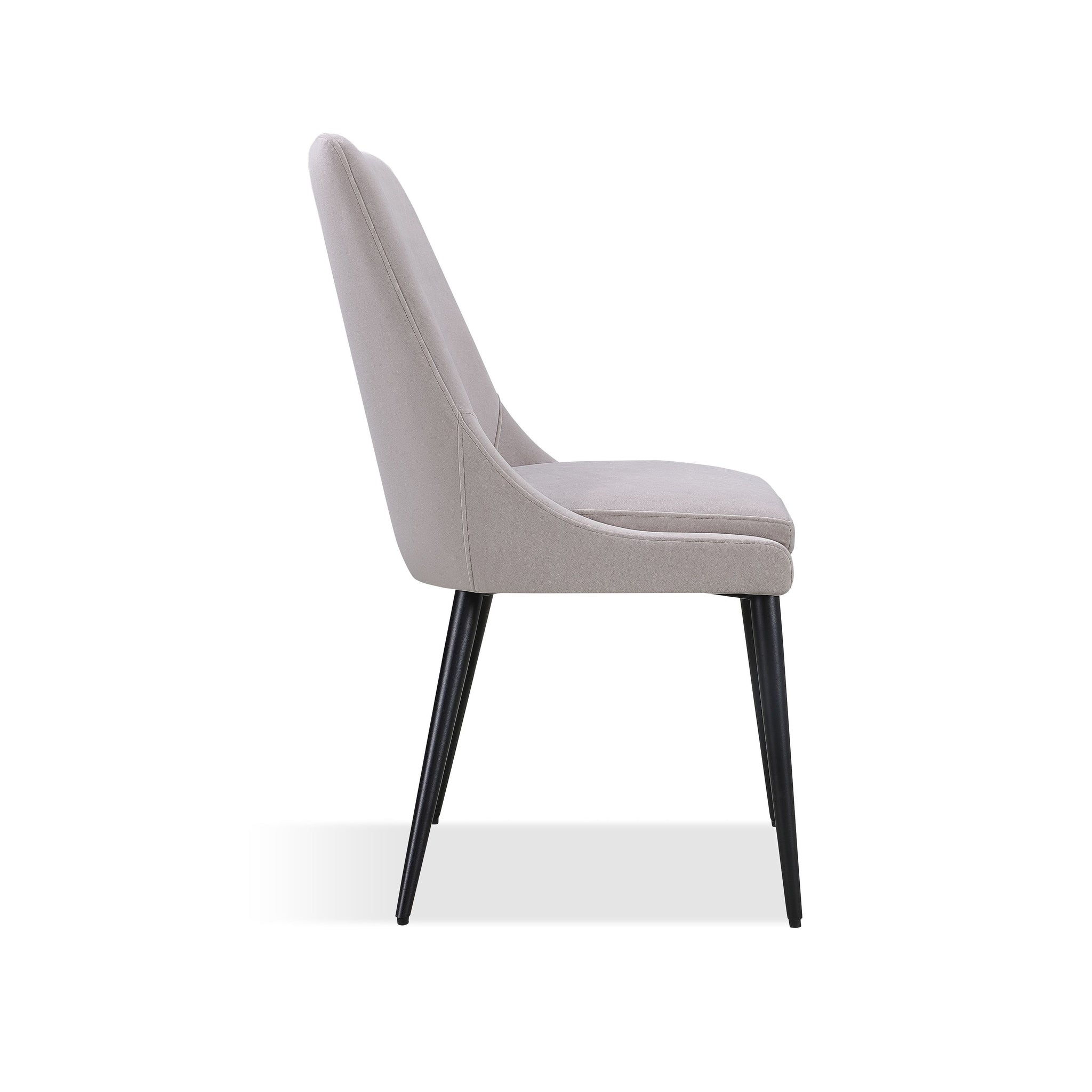 Chaise de salle à manger Winston rembourrée, pieds en métal, gris cendré et noir