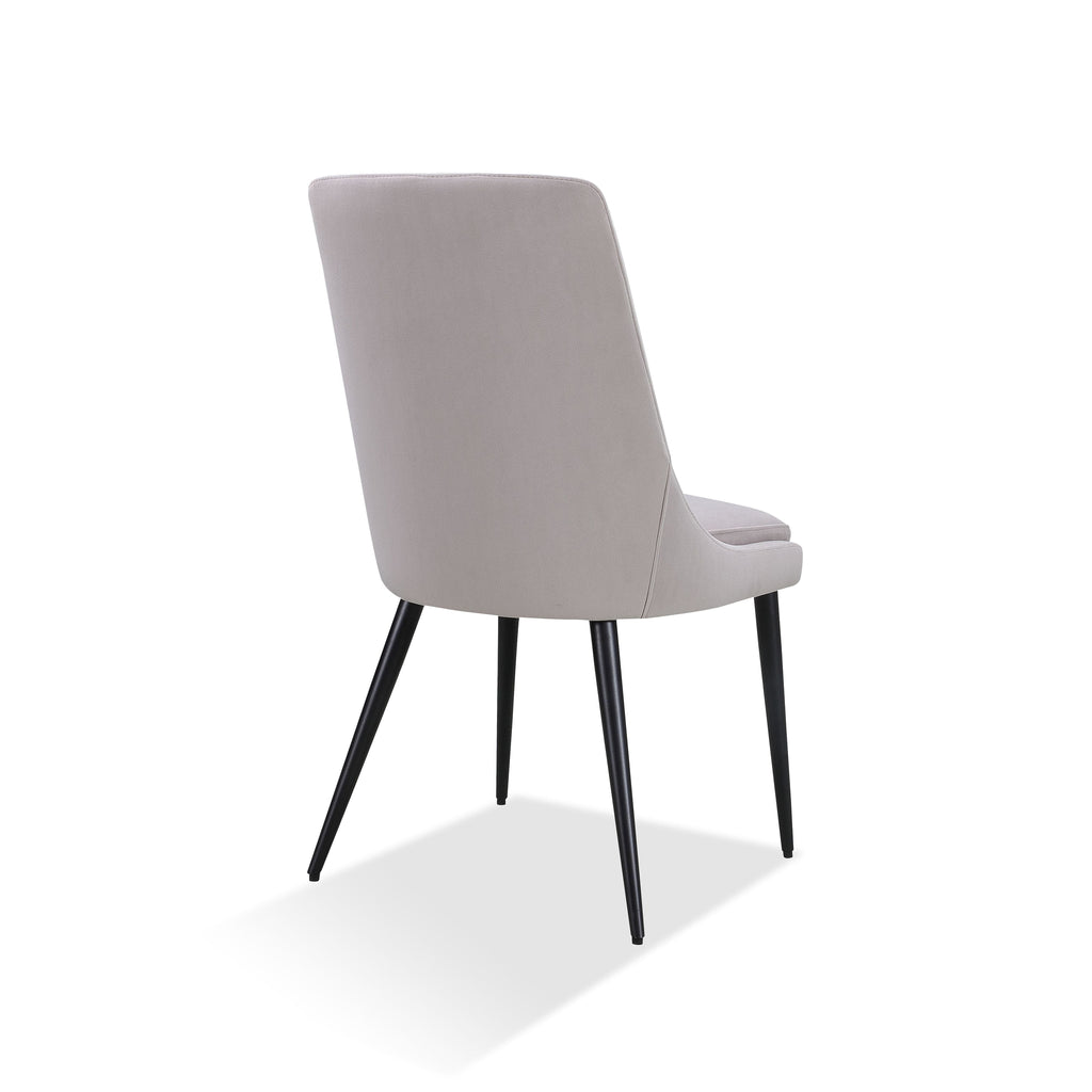 Chaise de salle à manger Winston rembourrée, pieds en métal, gris cendré et noir