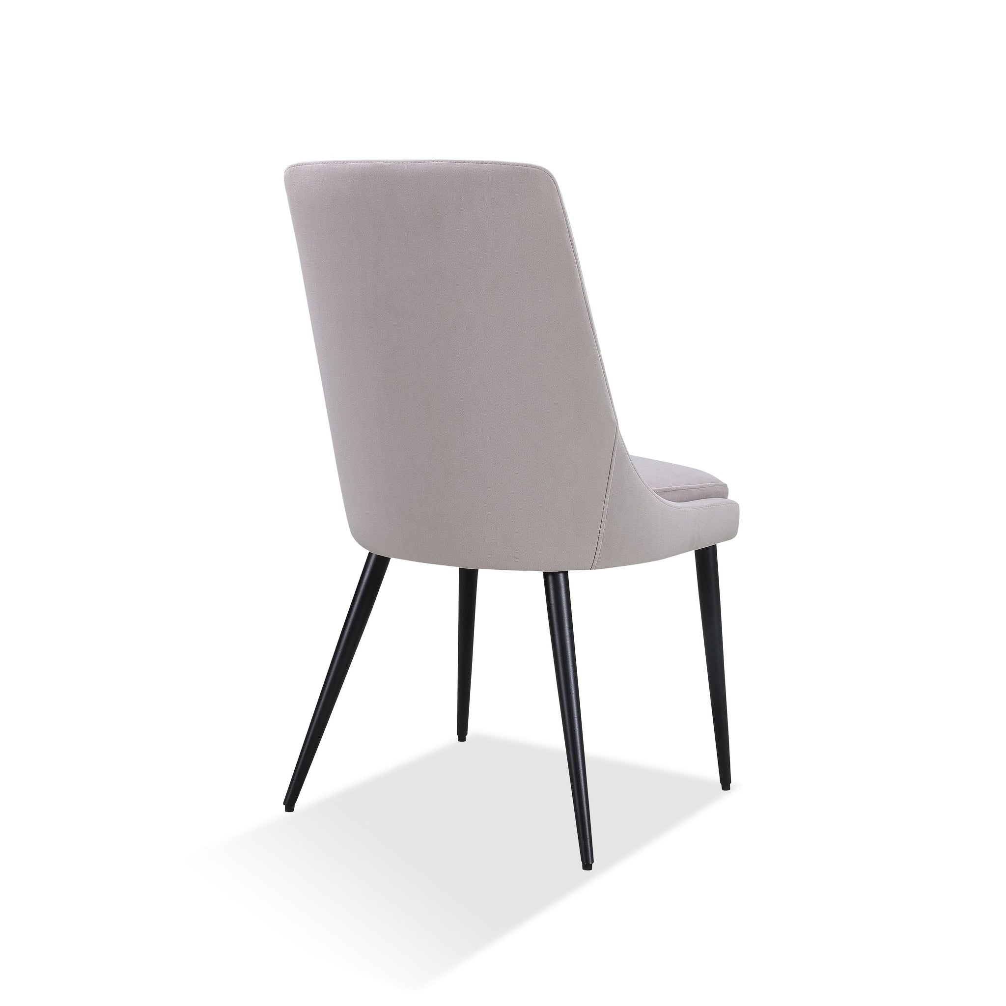 Chaise de salle à manger Winston rembourrée, pieds en métal, gris cendré et noir