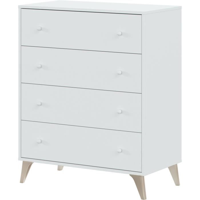 Commode - Sweet - 4 tiroirs - Blanc - 95 x 77,5 x 40 cm