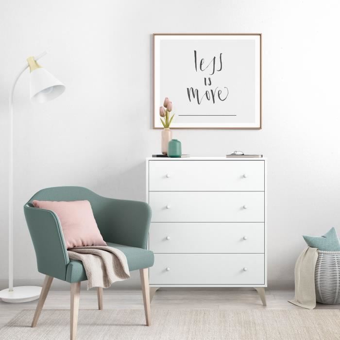 Commode - Sweet - 4 tiroirs - Blanc - 95 x 77,5 x 40 cm