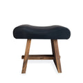 Tabouret en bois de suar avec cuir - noir naturel